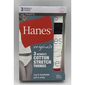 HANES 3 PK Originals Women's Breathable Cotton Bikini Underwear Sz M/6 Red Black